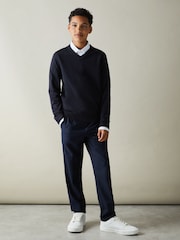 Reiss Navy Earl 9-13 yrs Merino Wool V-Neck Jumper - Image 3 of 4