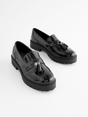 Black Patent Forever Comfort® Chunky Brogue Tassel Loafers - Image 1 of 5