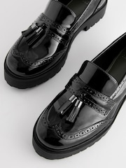 Black Patent Forever Comfort® Chunky Brogue Tassel Loafers - Image 3 of 5