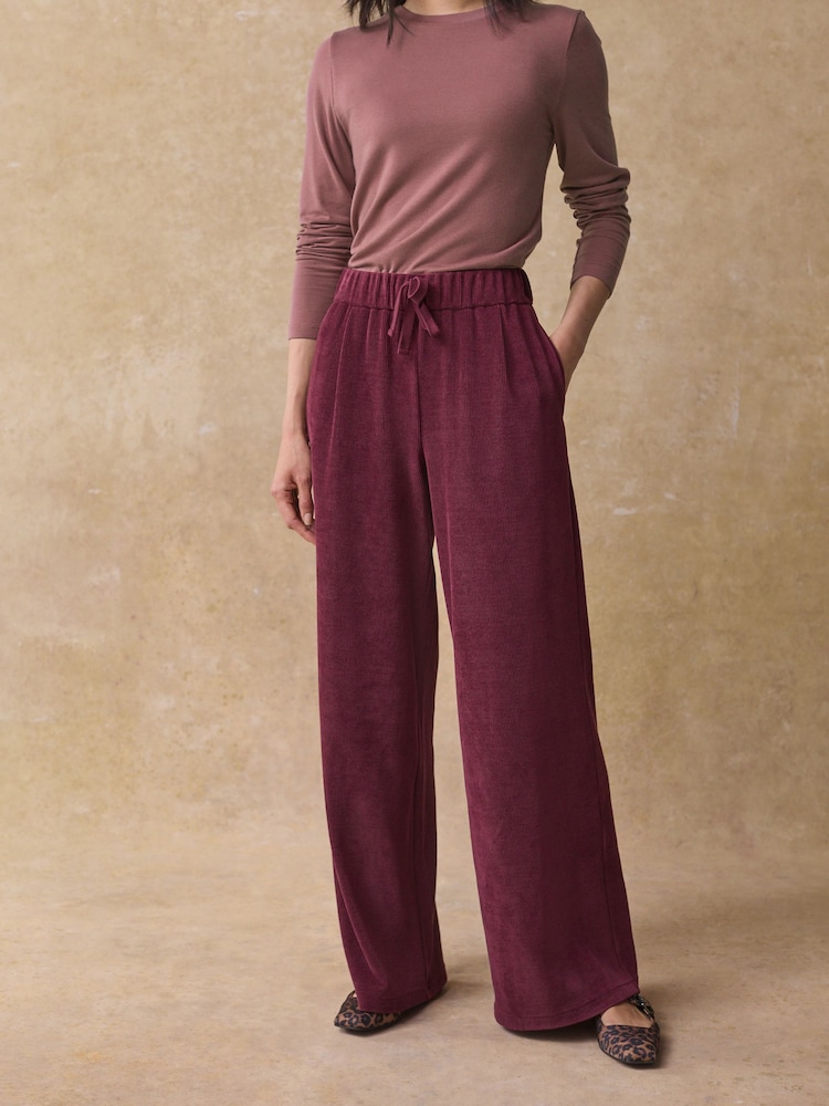 Burgundy Pull On Wide Leg Corduroy Trousers - Image 2 of 8