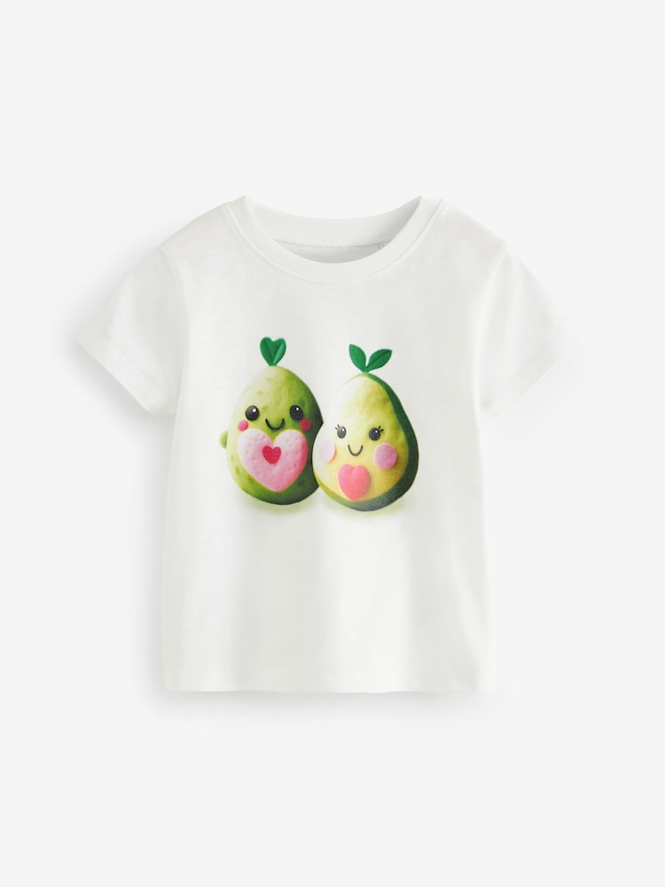 White Avocado Character 100% Cotton Short Sleeve T-Shirt (3mths-7yrs) - Image 1 of 3