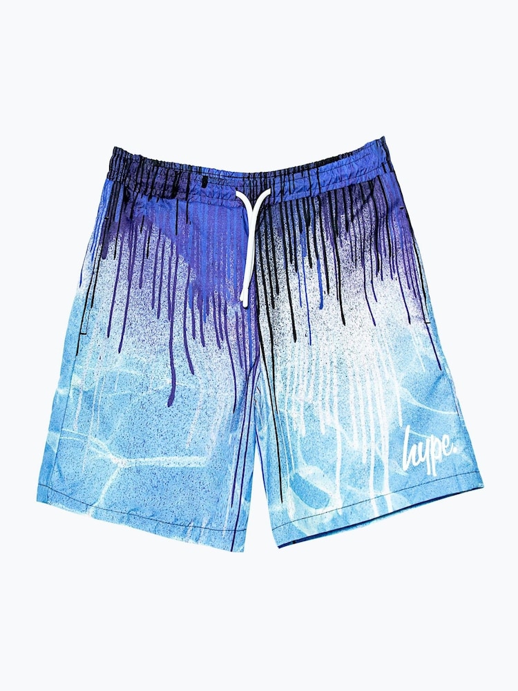 Hype. Boys Blue Multi Pool Drips Swim Shorts - Image 1 of 3