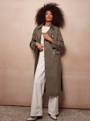 Mint Velvet Green Structured Trench Coat - Image 1 of 4
