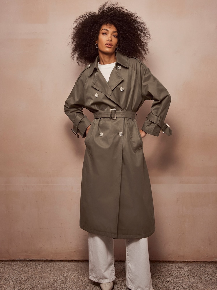 Mint Velvet Green Structured Trench Coat - Image 2 of 4