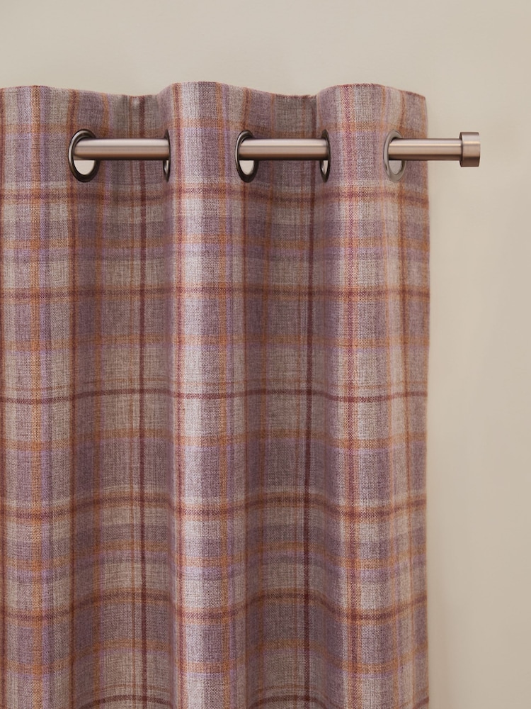 Cortinas com ilhós xadrez escovados - Imagem 1 de 4