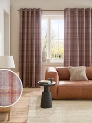 Cortinas com ilhós xadrez escovados - Imagem 2 de 4