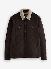 Brown Borg Lined Diamond Quilt Cord Shacket - Image 5 of 5
