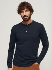 Superdry Blue 100% Cotton Merchant Store Jersey Grandad Top - Image 1 of 6