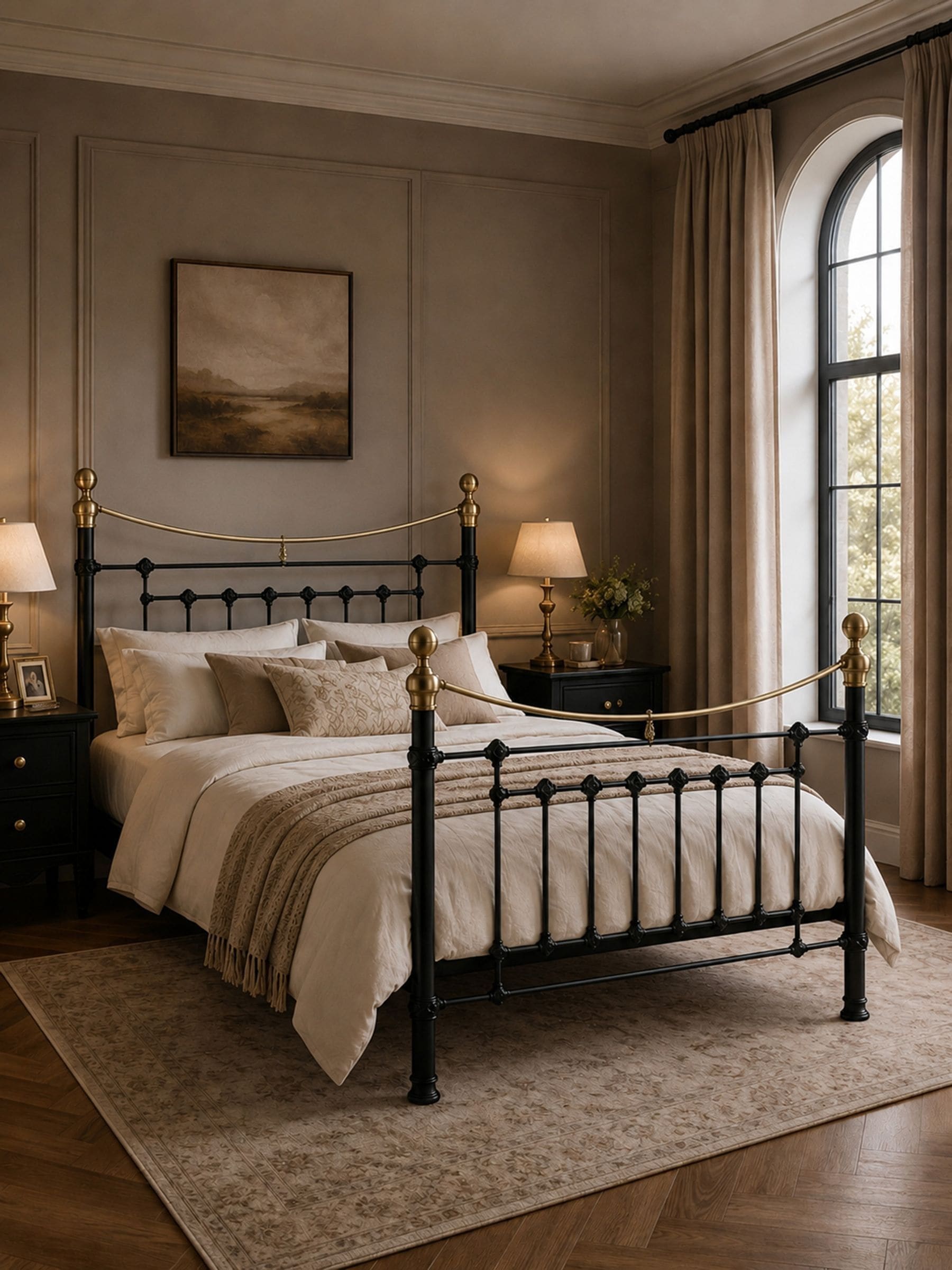 Julian Bowen Victoria Satin Black and Brass Metal Bed Frame - 5ft King Size - Image 5