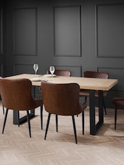 Julian Bowen Oak  Black Berwick Dining Table - Image 1 of 6