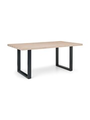 Julian Bowen Oak  Black Berwick Dining Table - Image 2 of 6