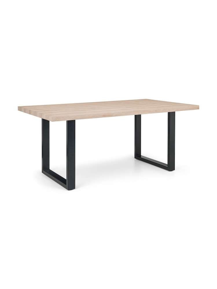 Julian Bowen Oak  Black Berwick Dining Table - Image 2 of 6