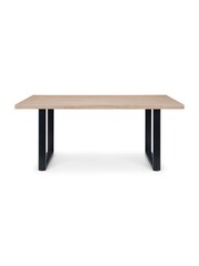 Julian Bowen Oak  Black Berwick Dining Table - Image 3 of 6