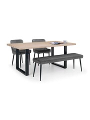 Julian Bowen Oak  Black Berwick Dining Table - Image 4 of 6