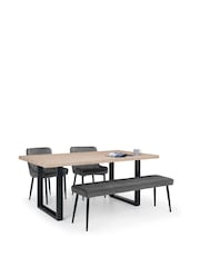Julian Bowen Oak  Black Berwick Dining Table - Image 8 of 8