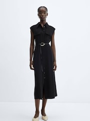 Mango Black Belt Shirt Dress - Image 1 of 6