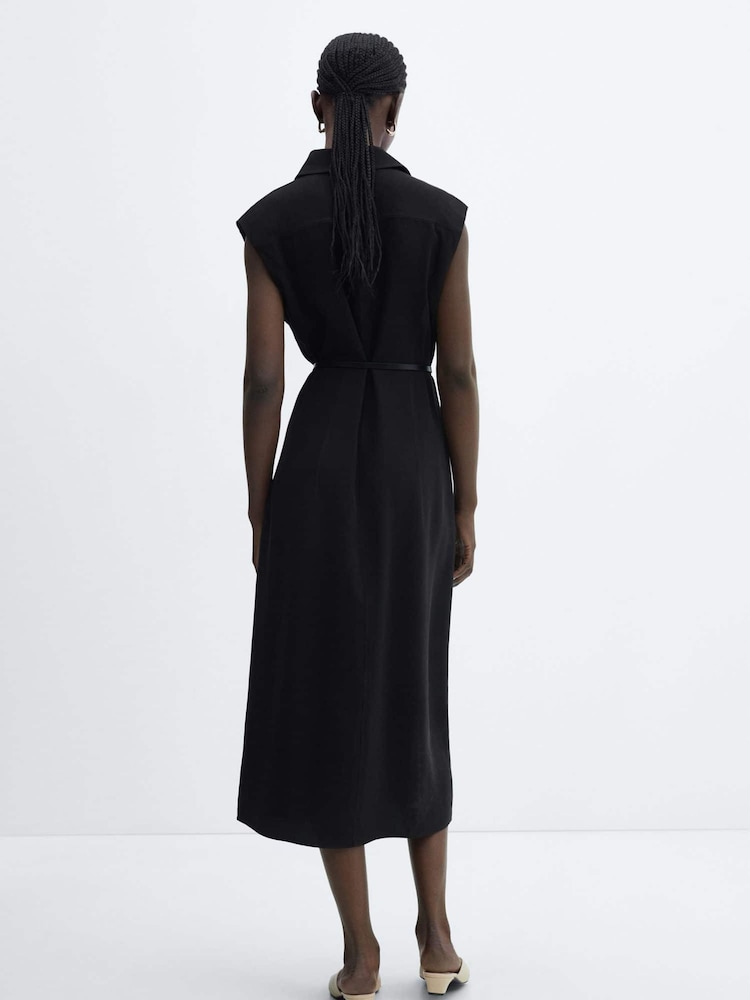 Mango Black Belt Shirt Dress - Image 2 of 6
