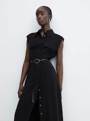 Mango Black Belt Shirt Dress - Image 3 of 6