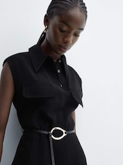 Mango Black Belt Shirt Dress - Image 4 of 6