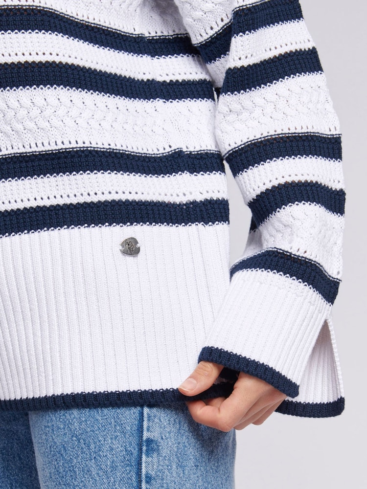 U.S. Polo Assn. Blue Oversized Womens Pointelle Knit Jumper - Image 2 of 8
