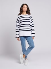 U.S. Polo Assn. Blue Oversized Womens Pointelle Knit Jumper - Image 3 of 8