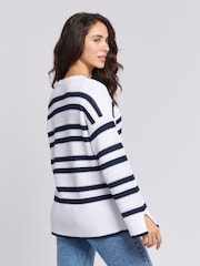 U.S. Polo Assn. Blue Oversized Womens Pointelle Knit Jumper - Image 4 of 8