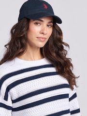 U.S. Polo Assn. Blue Oversized Womens Pointelle Knit Jumper - Image 5 of 8