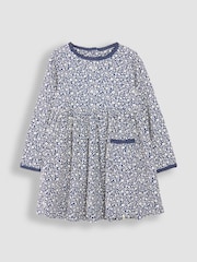 JoJo Maman Bébé Navy Blue Ditsy Floral Dress - Image 1 of 3