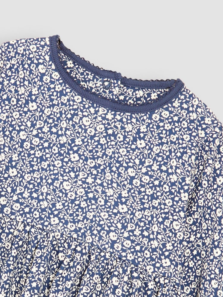JoJo Maman Bébé Navy Blue Ditsy Floral Dress - Image 3 of 3