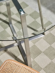 MADE.COM Stainless Steel Clear Glass Haku 2 Seater Round Dining Table - Image 3 of 5