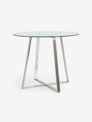 MADE.COM Stainless Steel Clear Glass Haku 2 Seater Round Dining Table - Image 7 of 7