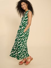 White Stuff Green Sonia Jersey Maxi Dress - Image 3 of 7
