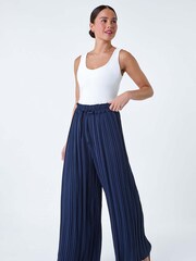 Roman Blue Pleated Wide Leg Trousers - Image 1 of 5