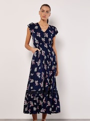 Apricot Blue Botanical Bunches Maxi Dress - Image 1 of 4