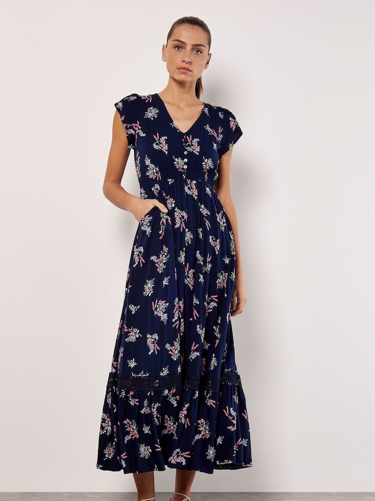 Apricot Blue Botanical Bunches Maxi Dress - Image 1 of 4 Apricot Blue Botanical Bunches Maxi Dress - Image 1 of 4