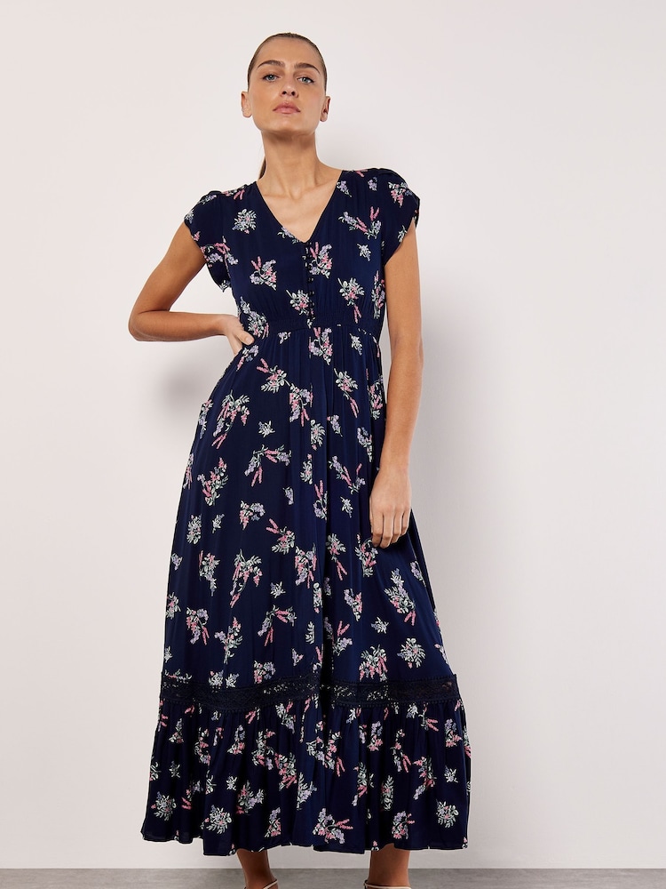 Apricot Blue Botanical Bunches Maxi Dress - Image 2 of 4