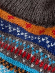 Multi/Dark Stone Crew Neck Regular Fit Fairisle Pattern Jumper with Wool - Image 6 of 8