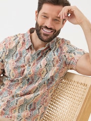 FatFace Orange Hexagon Tile Print Shirt - Image 3 of 6