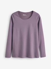 Lavender Purple Long Sleeve Crew Neck 100% Cotton T-Shirt - Image 6 of 8