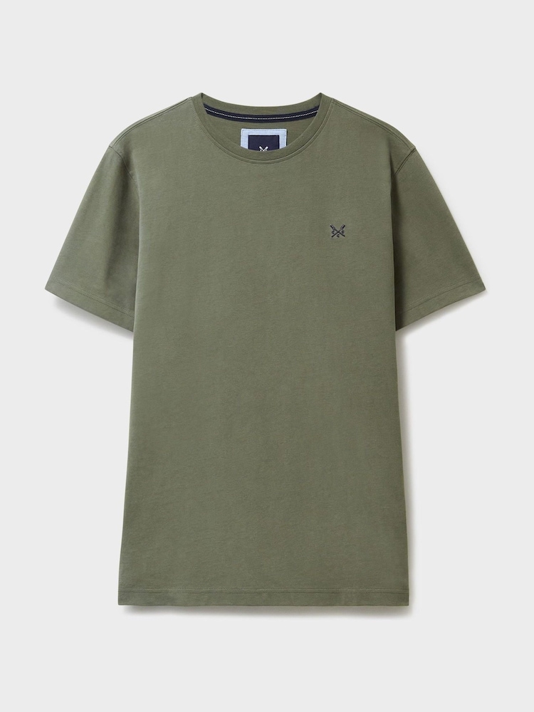 Crew Clothing Green Plain 100% Cotton Classic T-Shirt - Image 4 of 4