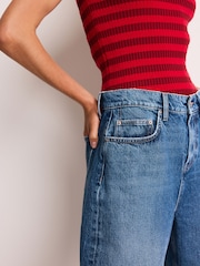 Dark Blue Dart Detail Barrel 100% Cotton Jeans - Image 4 of 7
