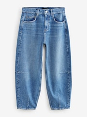 Dark Blue Dart Detail Barrel 100% Cotton Jeans - Image 5 of 7