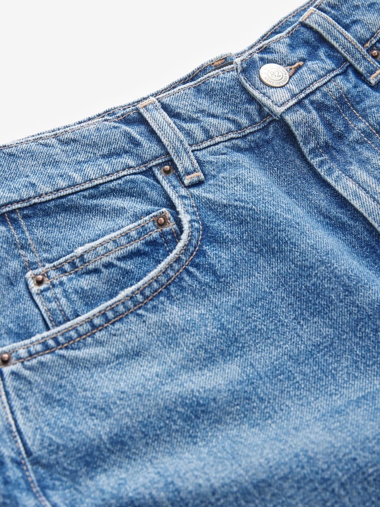 Dark Blue Dart Detail Barrel 100% Cotton Jeans - Image 7 of 7
