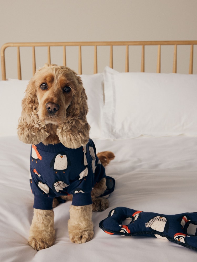 Navy Blue Matching Family Pets Christmas Penguin Pyjamas - Image 1 of 7