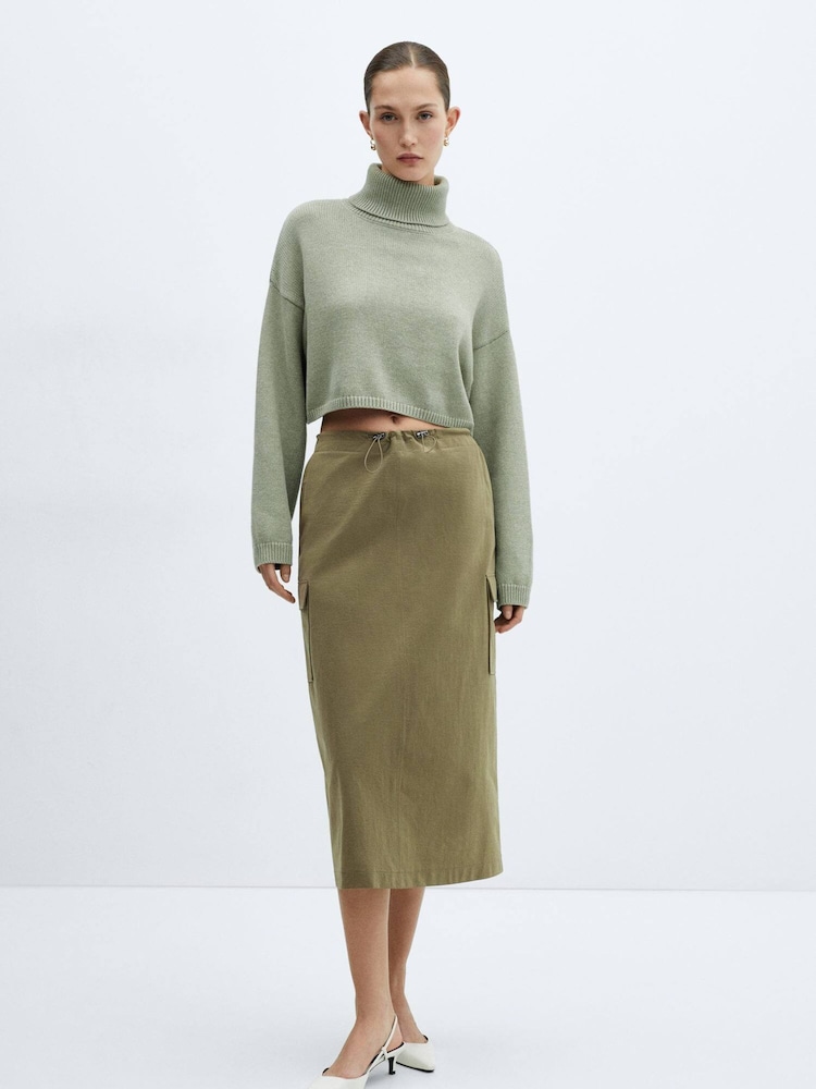 Mango Brown Long Cargo Skirt With Pocket - Image 1 of 6