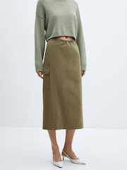 Mango Brown Long Cargo Skirt With Pocket - Image 3 of 6