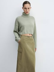 Mango Brown Long Cargo Skirt With Pocket - Image 4 of 6