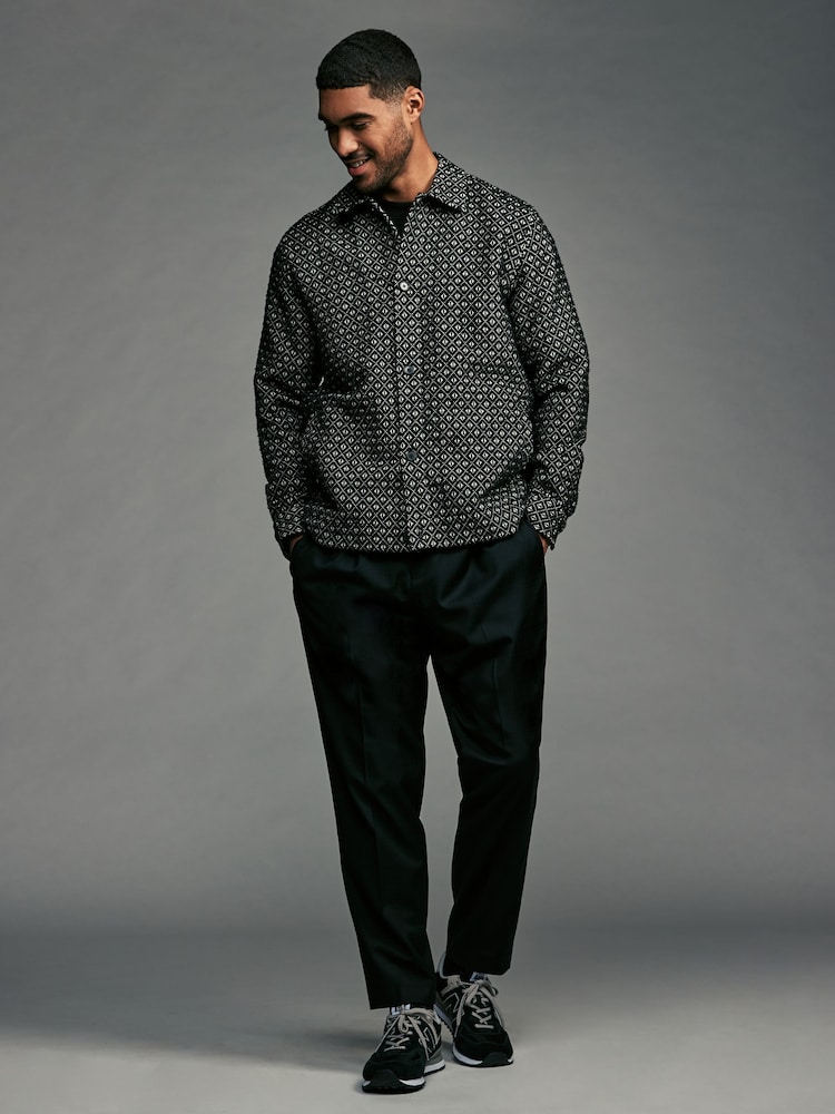 Black/White Tapestry Shacket Overshirt - Image 3 of 8