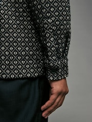 Black/White Tapestry Shacket Overshirt - Image 4 of 8