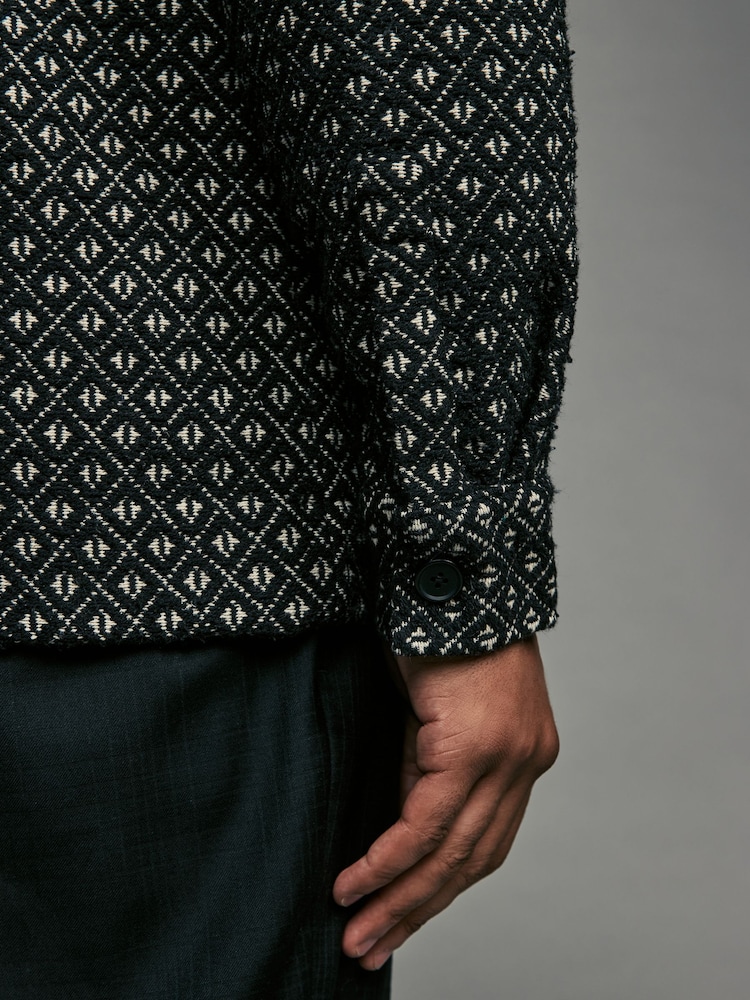 Black/White Tapestry Shacket Overshirt - Image 4 of 8